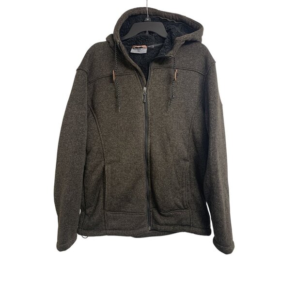 Rugged Elements M Fleece knit Hooded Outdoor Jacket Brown - Picture 1 of 9